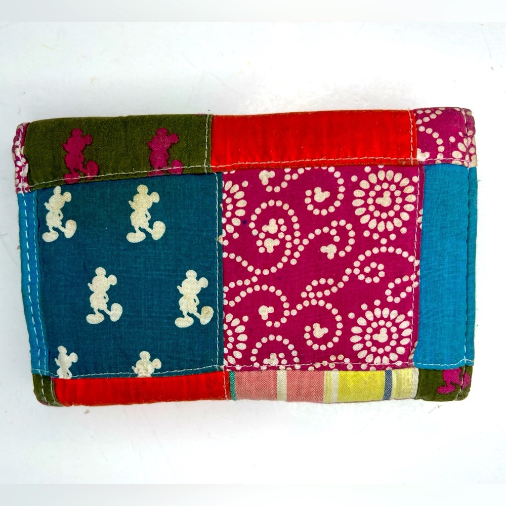 Disney Patchwork Wallet Mickey Mouse Madras Plaid… - image 1